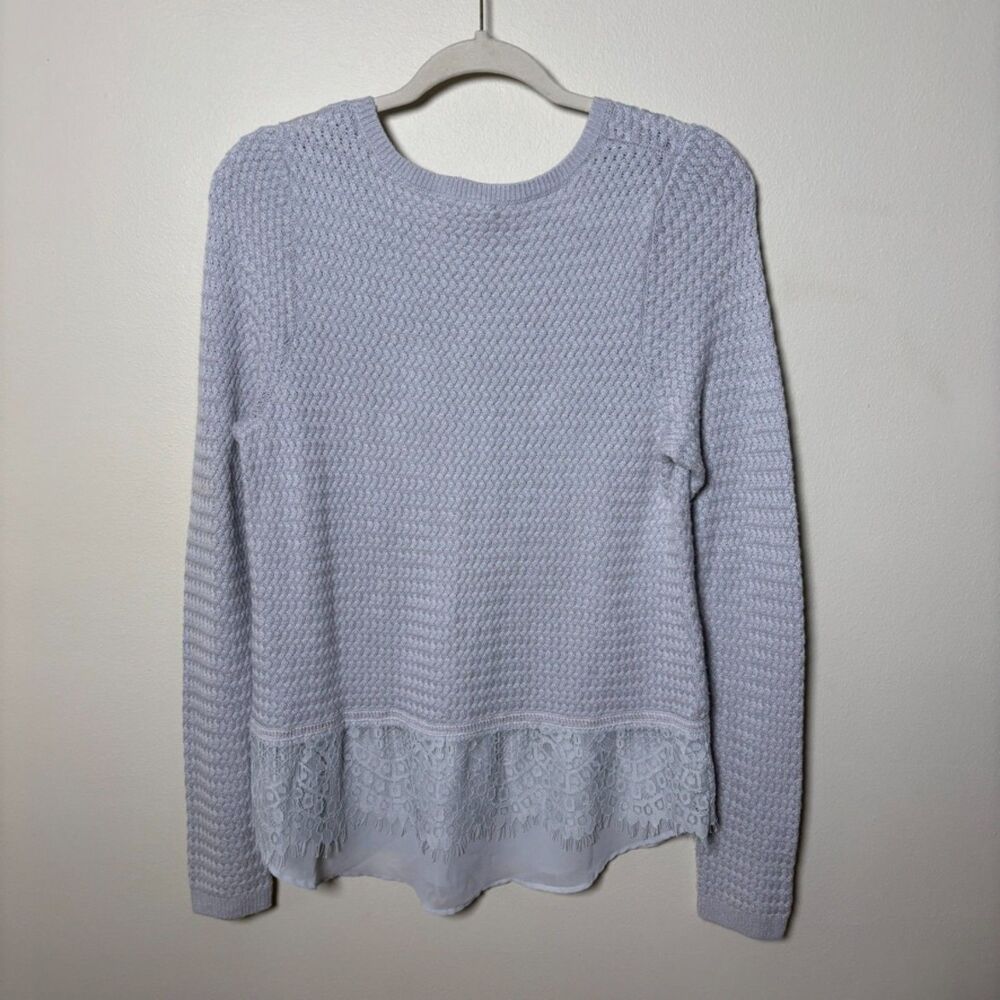 lucky brand womens long sleeve sweater with lace detailing size XL grey